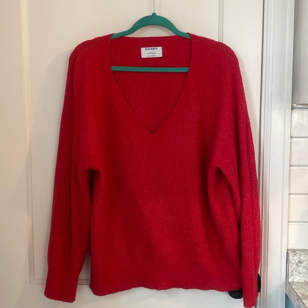 Old Navy-Red V Neck Sweater-XL